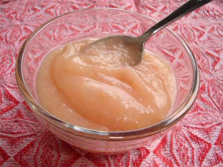 Leave some of the peel in the apple sauce turns it this pretty pink color.